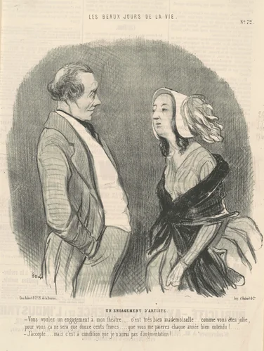 Un engagement d'artiste by Honoré Daumier, print, 1845