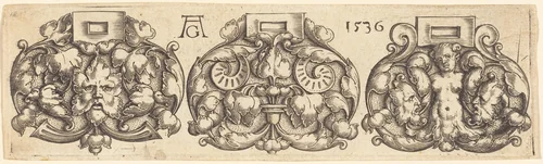 Three Buckles of Girdles Side by Side by Heinrich Aldegrever, print, 1536