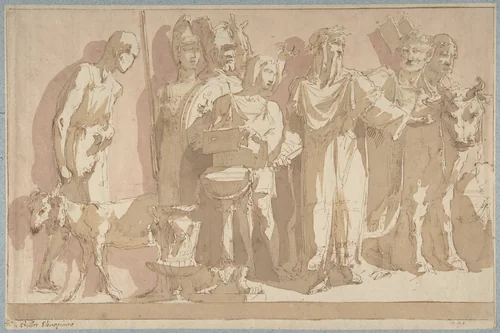 Scene of Antique Sacrifice by Giuseppe Bernardino Bison, drawing, 1762-1844