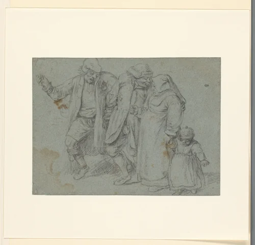 Boeren op weg naar huis by anonymous, drawing, 1600-1610