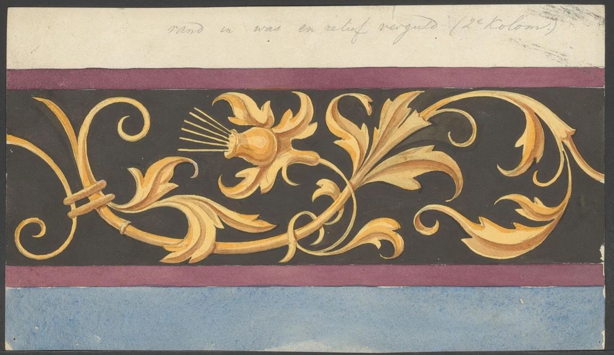 Floraal motief by anonymous, drawing, 1850-1950