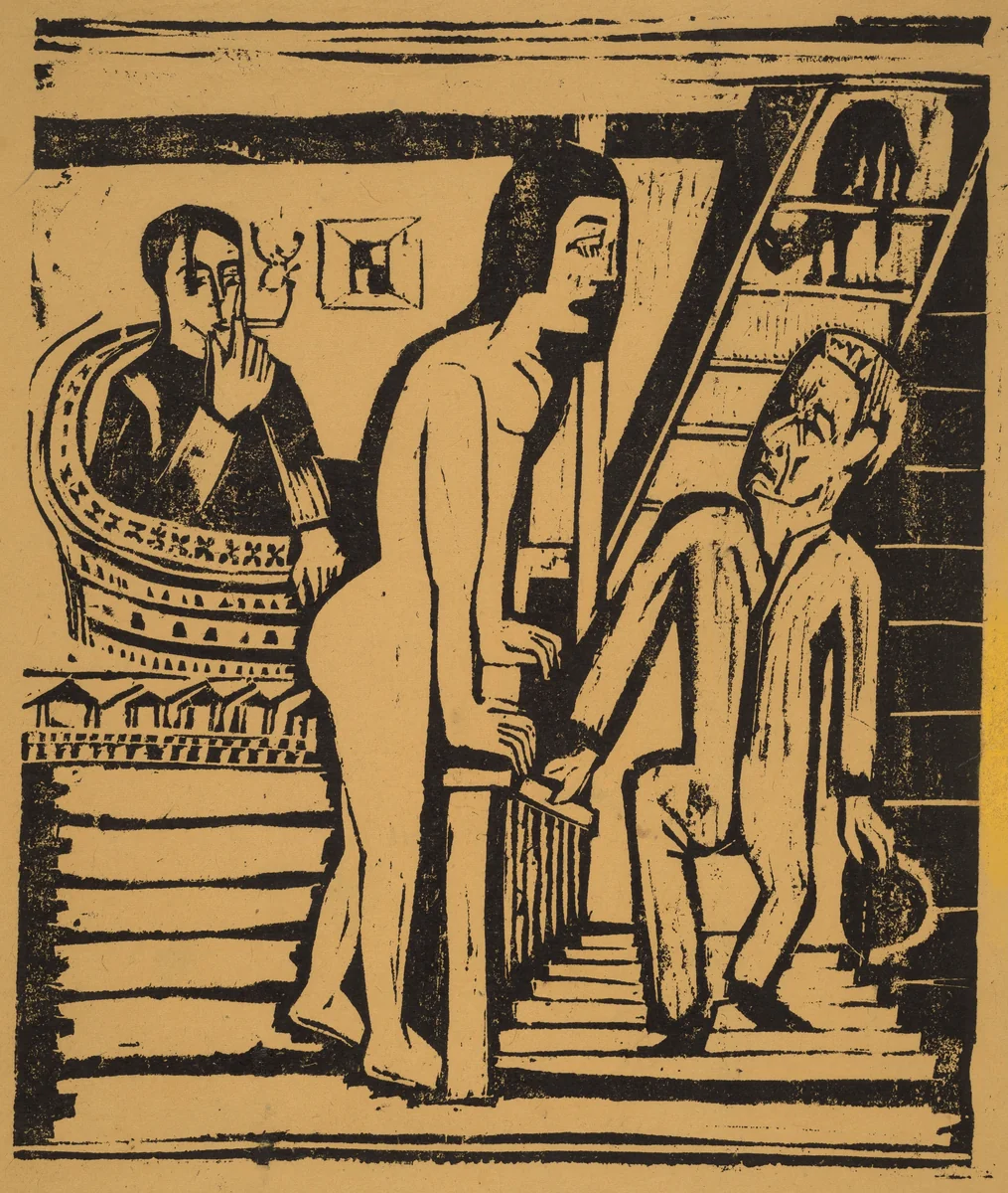 The Visit by Ernst Ludwig Kirchner, print, 1923
