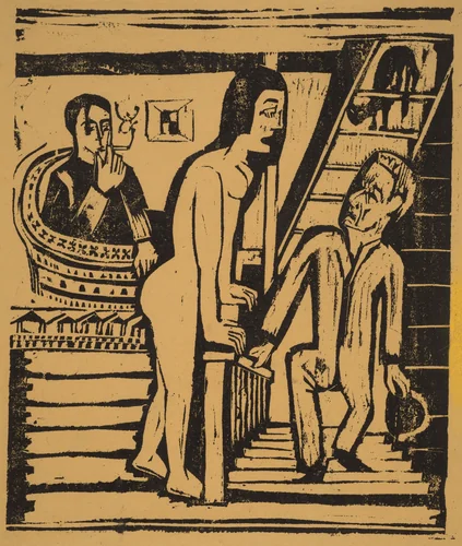 The Visit by Ernst Ludwig Kirchner, print, 1923