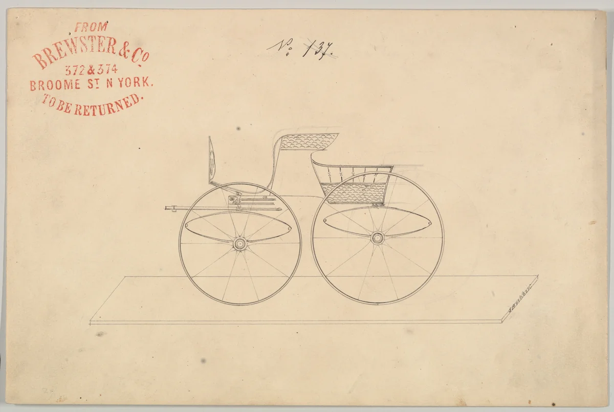 Phaeton #137 by Brewster & Co., drawing, 1845-1855