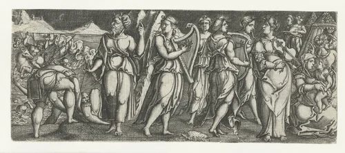 Triomf van Mirjam by Monogrammist AC, print, 1520-1562