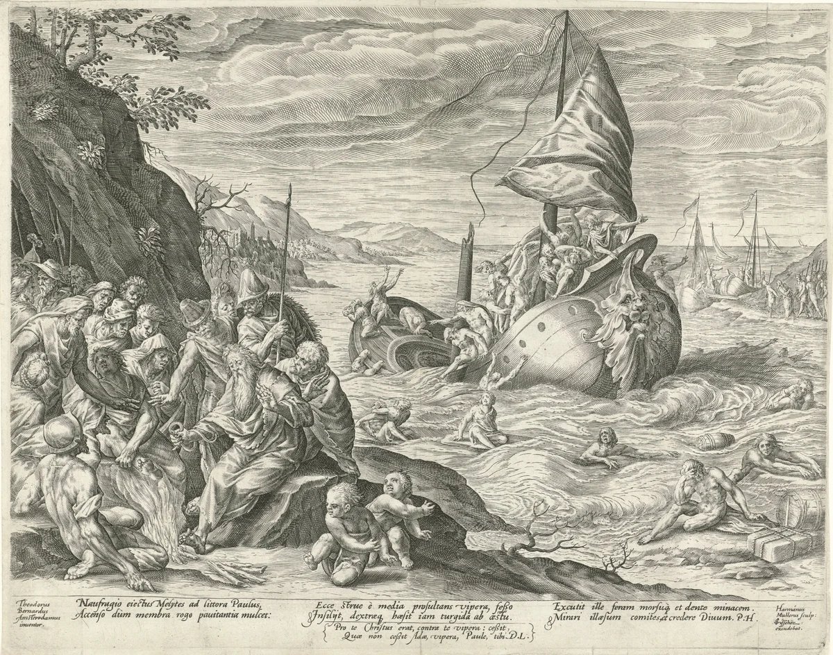 Paulus op Malta by Unknown, print, 1586-1590