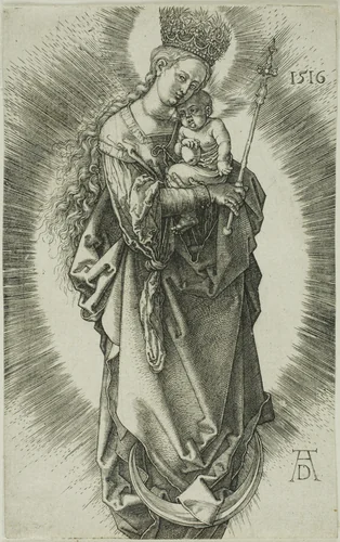 The Virgin on a Crescent with a Crown of Stars and a Scepter by Albrecht Dürer, print, 1516