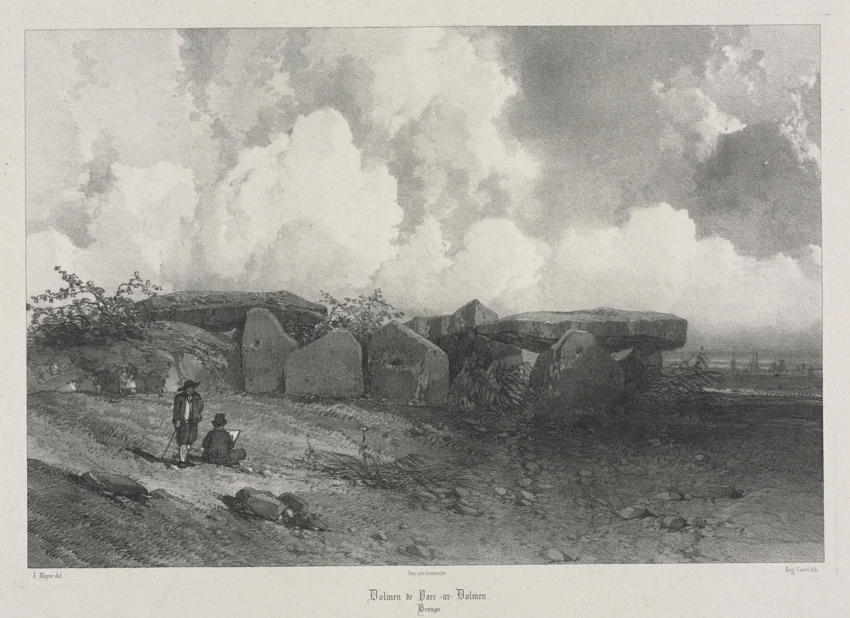 Voyages pittoresques et romantiques dans l'ancienne France: Bretagne: Dolmen de Parc-ar-Colmen by Eugène Cicéri, print, 1840-1850