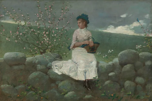 Peach Blossoms by Winslow Homer, painting, 1878