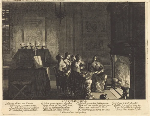 The Wise Virgins before the Fire by Abraham Bosse, portfolio, 1602-1676