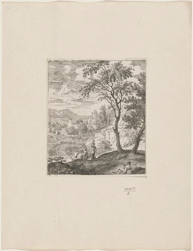 Woman with a Donkey Driver by Joachim Franz Beich, print, 1700-1725