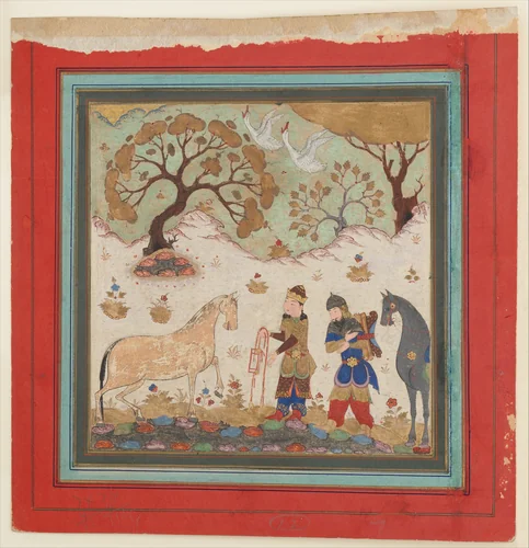 "Rustam Captures Rakhsh", Folio from a Shahnama (Book of Kings) by Abu'l Qasim Firdausi, manuscript, 1425-1475