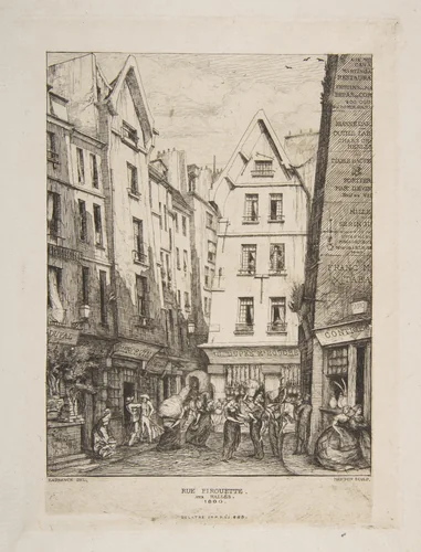 Rue Pirouette aux Halles, Paris by Charles Meryon, print, 1860