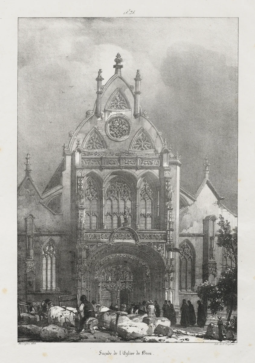 Voyages pittoresques et romantiques dans l'ancienne France, Franche-Comté: Façade de l'église de Brou by Richard Parkes Bonington, print, 1825