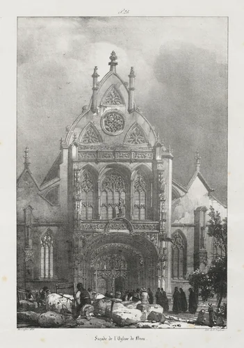 Voyages pittoresques et romantiques dans l'ancienne France, Franche-Comté: Façade de l'église de Brou by Richard Parkes Bonington, print, 1825