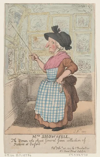 Mrs. Showell, the Woman who shows General Guise's Collection of Pictures at Oxford by Thomas Rowlandson, print, 1807