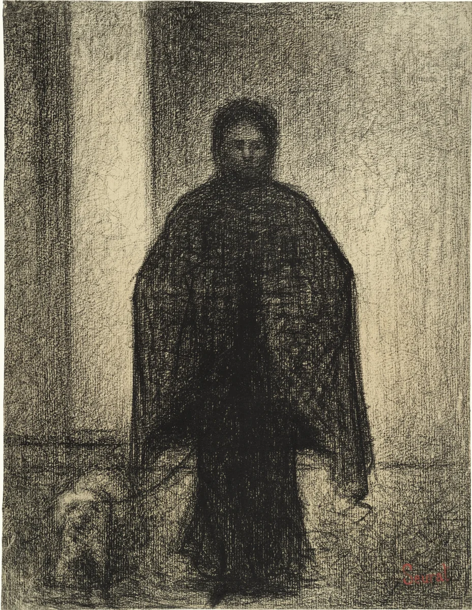 Woman with a Dog (Femme avec chien) by Georges-Pierre Seurat, drawing, 1882