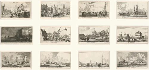 Verscheÿde Schepen en Gesichten van Amstelredam (Various Ships and Views of Amsterdam): Part III by Reinier Nooms, print, 1647-1657