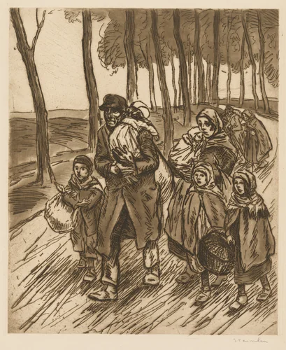 Refugee Family by Théophile Alexandre Steinlen, print, 1915