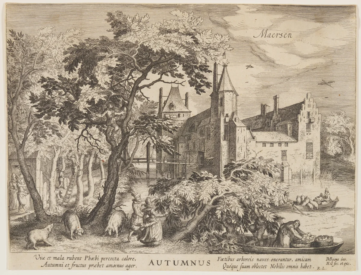 Maersen - Autumn, from The Seasons, View of Castles in the Vicinity of Amsterdam by Hessel Gerritsz, print, 1610