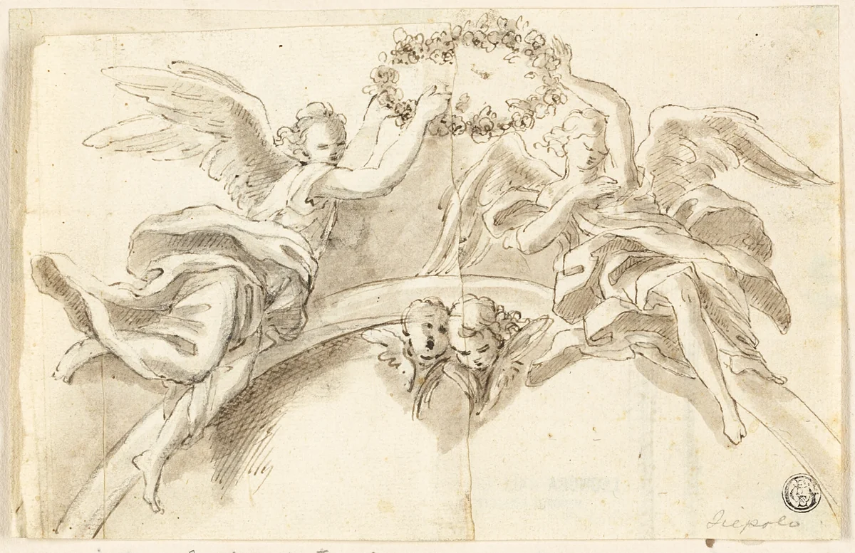 Arch with Two Angels Holding Garland by Francesco Solimena
Giovanni Battista Tiepolo
Domenico Mondo, drawing, 1677-1770