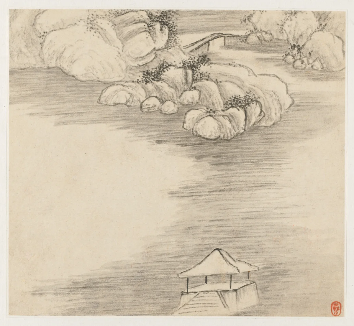 Album of Landscapes: Leaf 3 by Wang Gai (王槩), painting, 1677