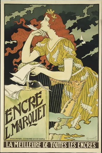 Encre L. Marquet, La Meilleure de Toutes les Encres by Eugène Grasset, design, 1892