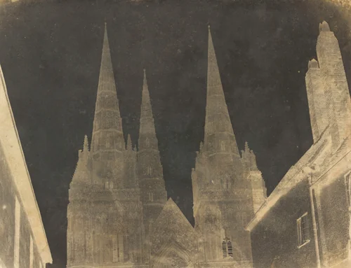 Study of the Spires of Lichfield Cathedral by Reverend Calvert Richard Jones, photograph, 1845-1850