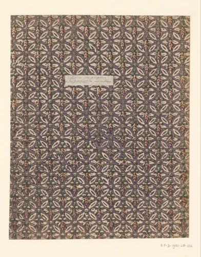 Blad met banenpatroon van uitgespaard bladmotief by anonymous, other, 1750-1900