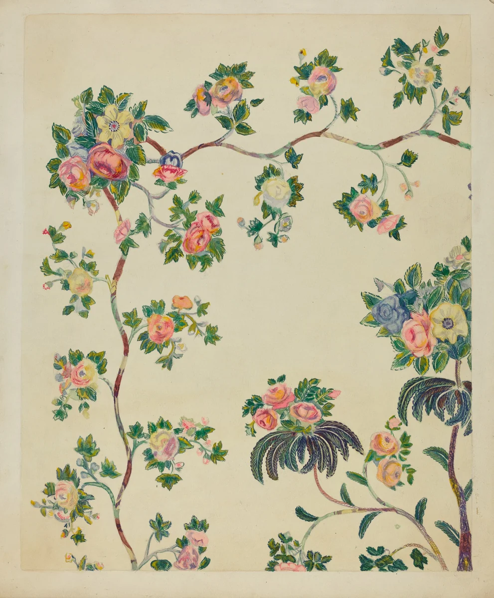Appliqued Coverlet - Tree Design by Ernest A. Towers, Jr., index of american design, 1936