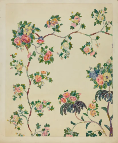 Appliqued Coverlet - Tree Design by Ernest A. Towers, Jr., index of american design, 1936