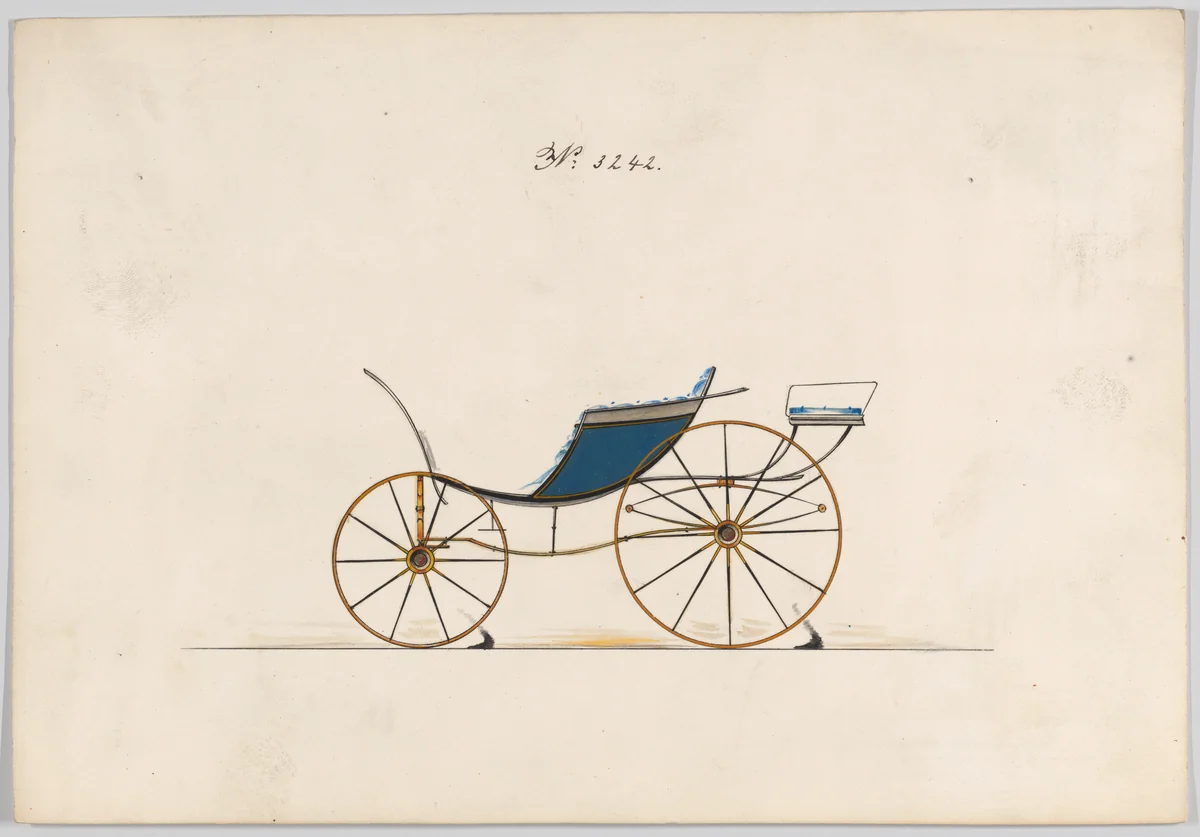 Design for Pony Phaeton, no. 3242 by Brewster & Co., drawing, 1876