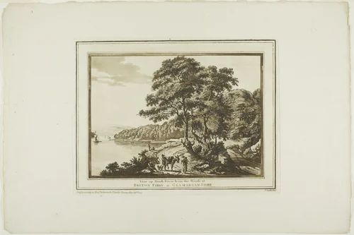 View Up Neath River from the House at Briton Ferry in Glamorgan Shire, plate five from Twelve Views in South Wales by Paul Sandby, print, 1775