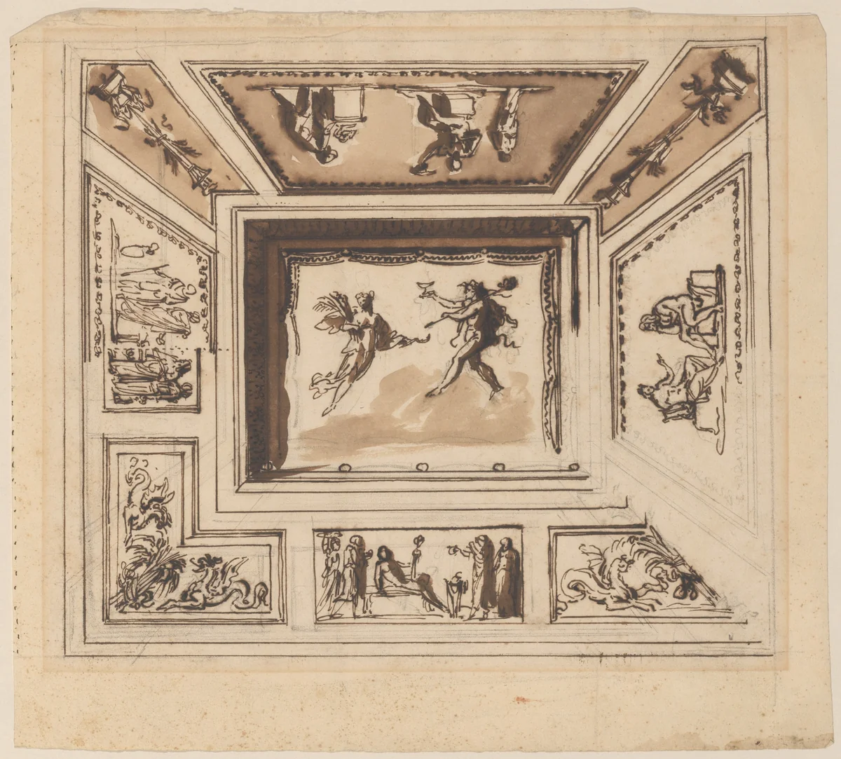 Design for a Ceiling by Felice Giani, drawing, 1760-1850