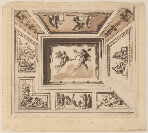 Design for a Ceiling by Felice Giani, drawing, 1760-1850