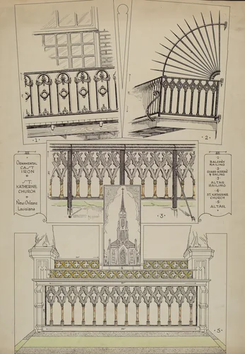 Cast Iron Balcony Rail by Thomas Byrne, index of american design, 1936