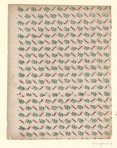 Blad met alternerend strooipatroon van takjes omringd door punten by anonymous, other, 1750-1900