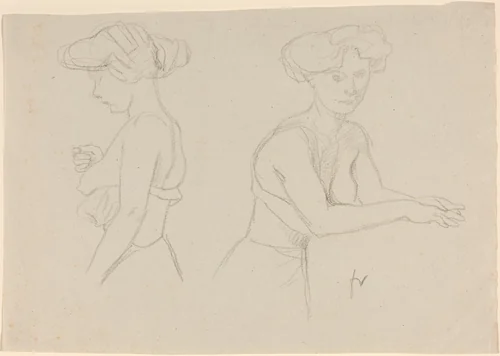 Two Studies of a Woman Dressing by Félix Vallotton, drawing, 1890-1899
