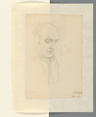 Studie van de kop van een man by John Linnell, drawing, 1802-1882