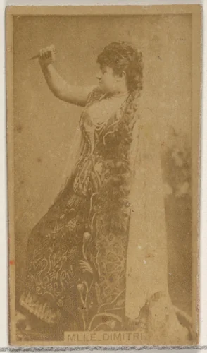 Mlle. Dimitri, from the Actors and Actresses series (N45, Type 8) for Virginia Brights Cigarettes by Allen & Ginter, photograph, 1885-1891