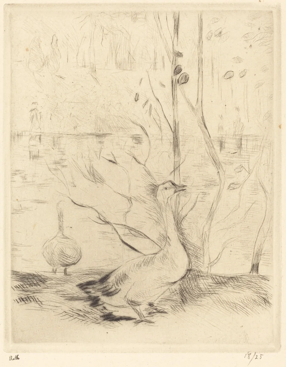 Walk in the Boulogne Wood by Berthe Morisot, print, 1889