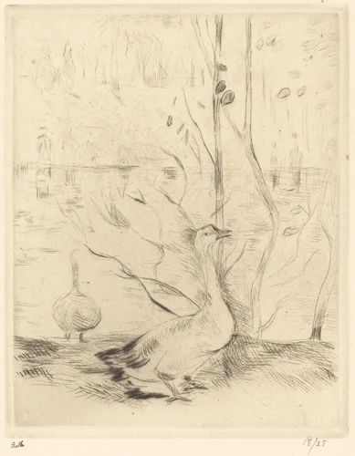 Walk in the Boulogne Wood by Berthe Morisot, print, 1889