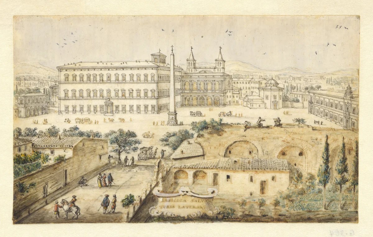 View of Lateran, Rome by Lievin Cruyl, drawing, 1672-1673