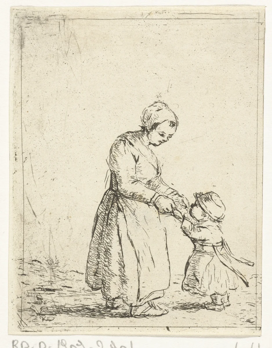 Eerste stapjes van een kind by Christina Chalon, print, 1758-1808