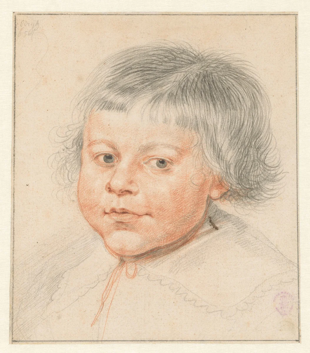 Kinderbuste, enigszins naar links by Matthys van den Bergh, drawing, 1654