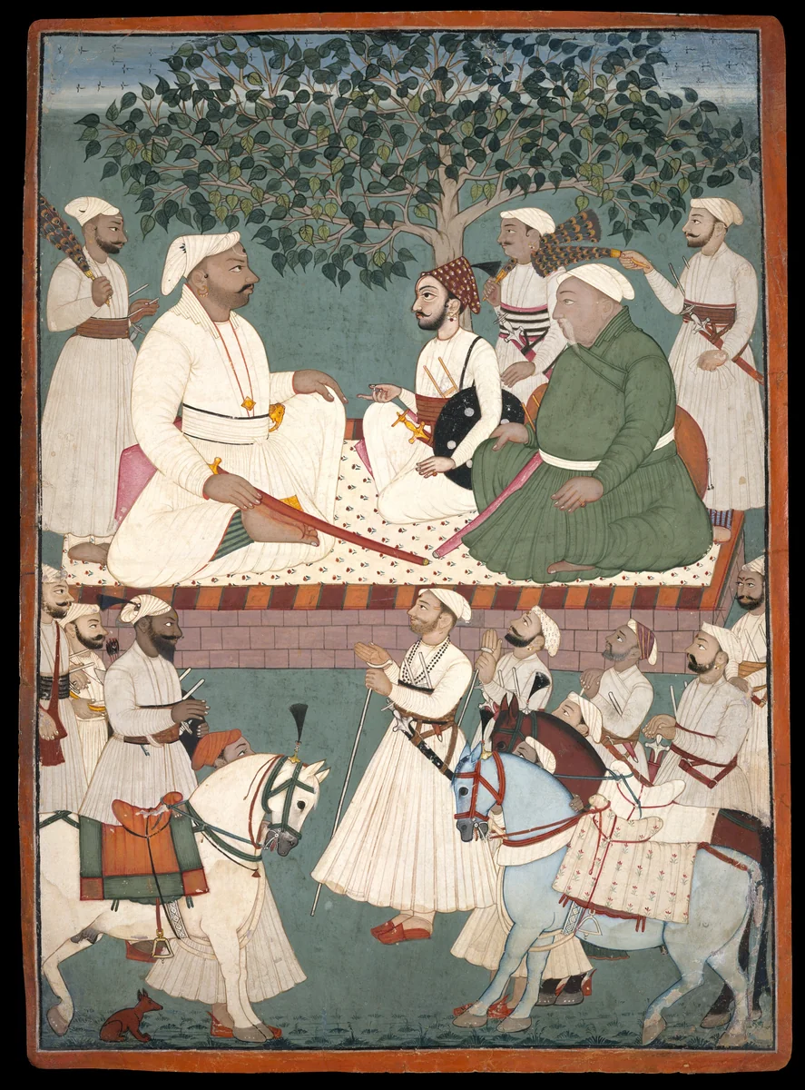 Maharaja Sidh Sen Receiving an Embassy by A Master of the Mandi atelier, painting, 1690-1720