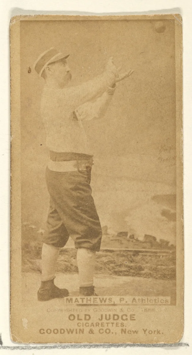 Mathews, Pitcher, Philadelphia Athletics, from the Old Judge series (N172) for Old Judge Cigarettes by Goodwin & Company, photograph, 1888