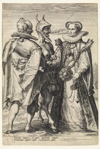 Huwelijk uit rijkdom door de duivel gesloten by Unknown, print, 1575-1607