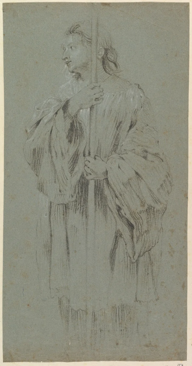 A Young Acolyte Bearing a Staff by anonymous, drawing, 1610-1641