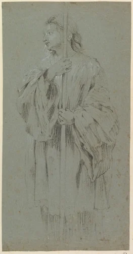 A Young Acolyte Bearing a Staff by anonymous, drawing, 1610-1641